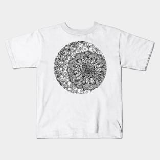 Shades of Grey - mono floral doodle Kids T-Shirt